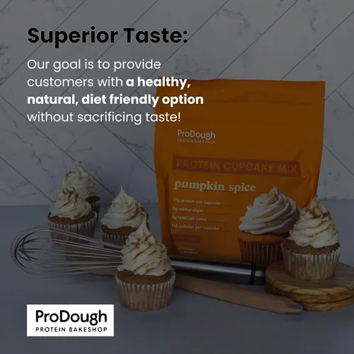 Vista 7 de ProDough High Protein - Mezcla para magdalenas sin gluten, baja en carbohidratos, 13g de proteína por magdalena, sin azúcares añadidos, apta