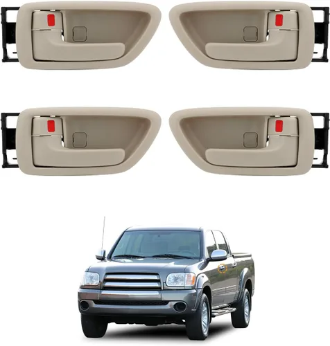 Vista 11 de Manija de puerta interior con bisel, compatible con 2000 2001 2002 2003 2004 2005 2006 2007 Toyota Avalon Sequoia Tundra (cabina tripulada), Beige