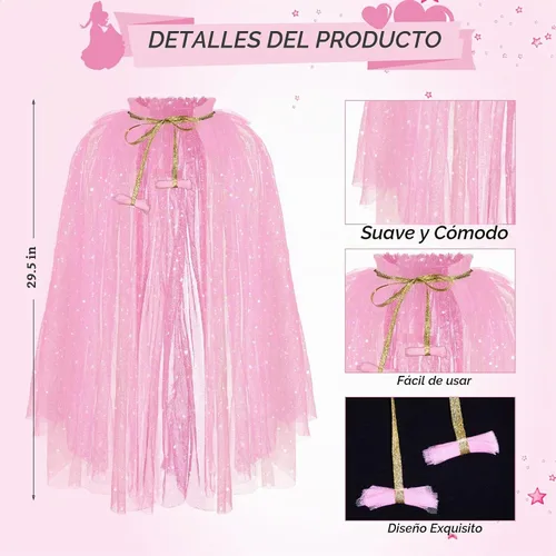 Vista 2 de JaGely 6 capas de princesa para niñas, accesorios de disfraz de princesa, capa de tul para niñas, cosplay, fiesta de cumpleaños