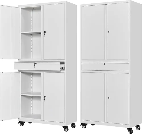 Vista 21 de Letaya Gabinetes de almacenamiento de garaje de metal con ruedas,Gabinete Negro