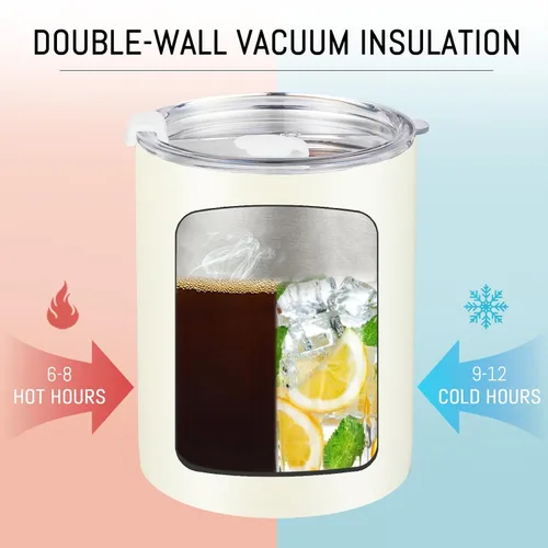 Vista 6 de Puraville Paquete de 4 vasos aislados de 12 onzas con tapa y pajilla, taza de café de doble pared de acero inoxidable con tapa, juego de 4, taza