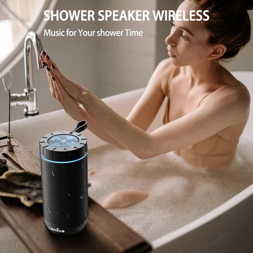 Vista 4 de comiso Bluetooth Speaker, IP65 Waterproof, 24H Play, TWS, 360° HD Stereo Negro