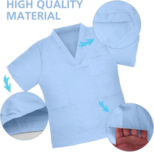 Vista 3 de Disfraz de médico para niños, disfraz de juego de rol para niños pequeños con accesorios Azul
