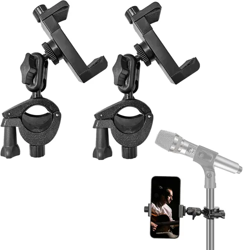 Vista 8 de Soporte de Teléfono para Pie de Micrófono Soporte de Teléfono Ajustable para Pie de Micrófono Soporte de Música