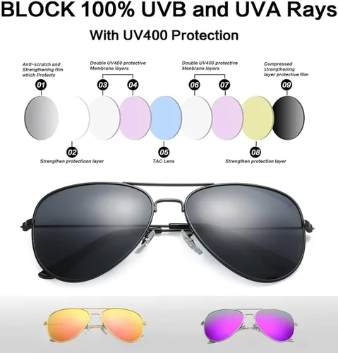 Vista 3 de ENSARJOE 3 gafas de sol polarizadas UV400 Classic Aviator para hombres y mujeres