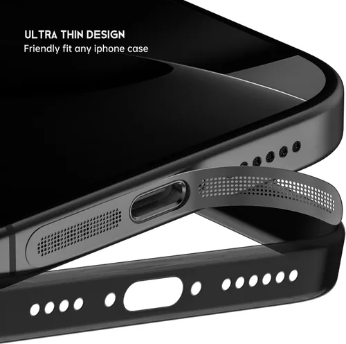 Vista 7 de 8 fundas antipolvo para altavoz de iPhone, compatibles con iPhone 17, iPhone 16 Pro/16 Pro Max, auriculares, malla antipolvo, adhesivo (negro)