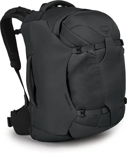 Vista 17 de Mochila de viaje Osprey Farpoint 80L para hombre, negra Negro