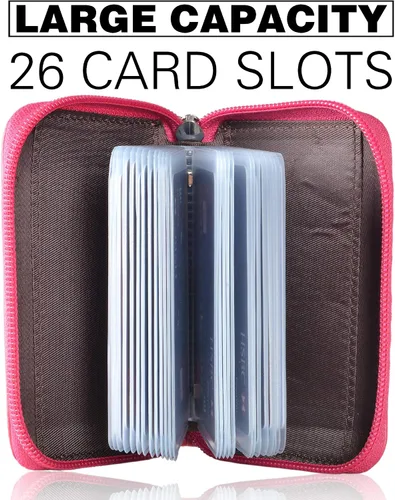 Vista 3 de Easyoulife billetera para tarjetas de crédito de cuero auténtico con espacio para 26 tarjetas
