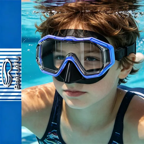 Vista 8 de Kids Swim Goggles 4‑16, 3‑Window Shatter‑Resistant Anti‑Fog, 180‑Degree Panoramic View with Nose Cover
