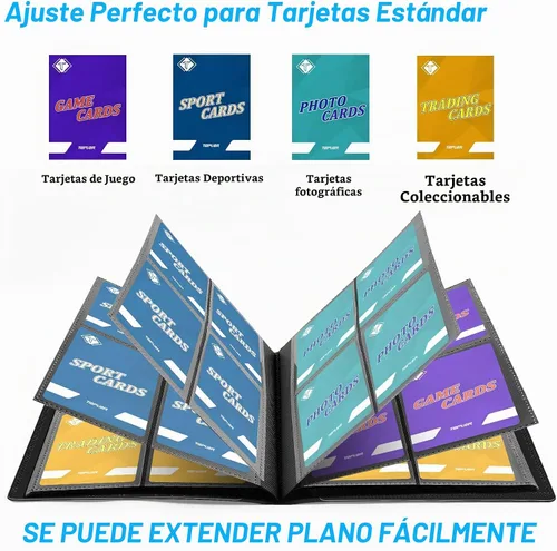 Vista 4 de Carpeta de cartas de 4 bolsillos para 160 fundas, carpeta de cartas álbum para colección de cartas intercambiables para cartas deportivas, cartas