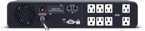 Vista 2 de CyberPower CP1500PFCRM2U Sistema UPS Sinewave PFC con respaldo de batería y protector contra sobretensiones, 1500VA/1000W, 8 tomas de corriente