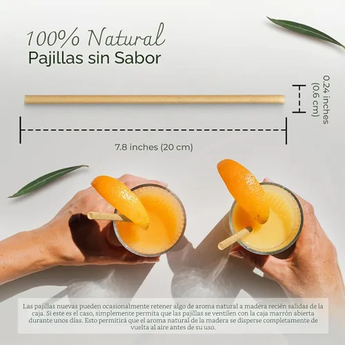 Vista 3 de EcoPreps Pajitas biodegradables de caña de azúcar, 150 unidades, 100% compostables, sin plástico y ecológicas, popotes desechables de fibra