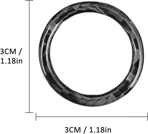 Vista 5 de Cubierta de anillo para botón de arranque del motor, fibra de carbono, sin llave, botón de arranque con un clic, adhesivo para el panel de ajuste