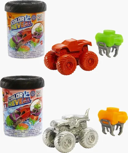 Vista 7 de Hot Wheels Camiones Monstruo de Juguete, Color Reveal Vehículo a Escala 1:64 con Tanque de Agua con Clip, Sumérgelo en Agua para Sorpresa