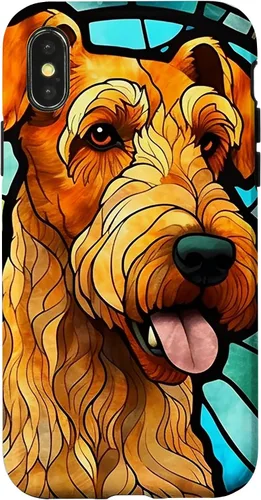 Vista 5 de Airedale Terrier Dog Stained Glass Case for iPhone 17