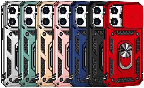 Vista 2 de Funda para Xiaomi Poco X3 NFC, protección de soporte de coche de grado militar [soporte integrado] Soporte de anillo de metal magnético resistente