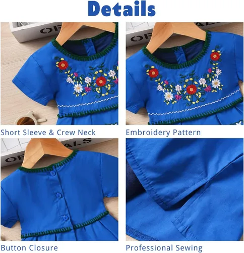 Vista 2 de Aalizzwell Vestido bordado de manga corta para bebé niña pequeña