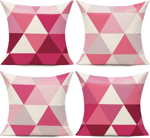 Vista 8 de All Smiles Juego de 4 fundas de almohada para exteriores de 16 x 16 pulgadas, estilo bohemio, colorido, divertido de mediados de siglo, moderno