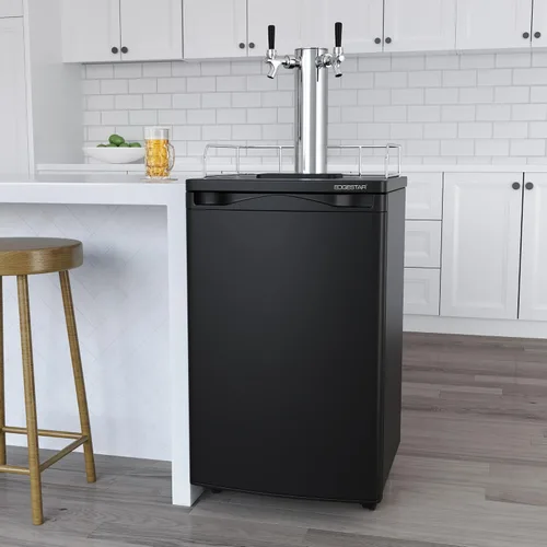 Vista 5 de EdgeStar KC2000SSTWIN Kegerator de tamaño completo de acero inoxidable de doble grifo y despachador de cerveza de barril - Acero inoxidable