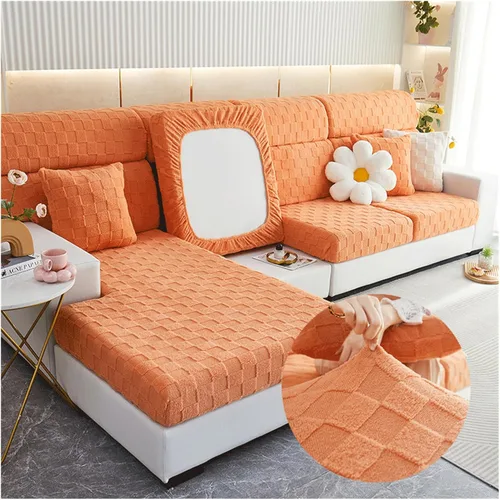 Vista 10 de Funda de cojín elástica para asiento de sofá con parte inferior elástica, de elastano, jacquard, antideslizante, protector de muebles