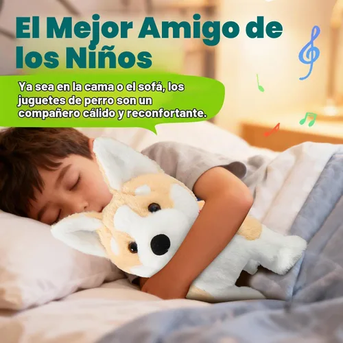 Vista 7 de HCdoujoy Perro Corgi juguete que camina y ladra, cachorro interactivo musical que canta y baila con control de volumen, camina con correa, menea