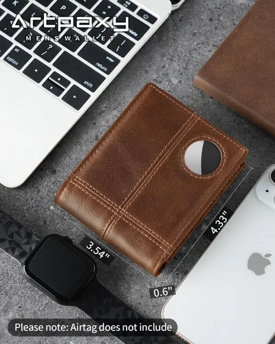 Vista 2 de Cartera con soporte AirTag, Marrón, Moderno