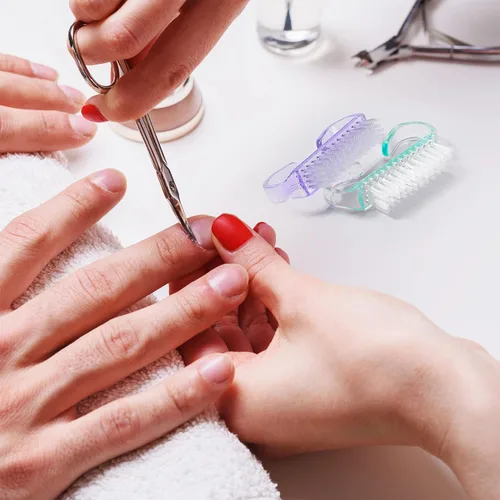 Vista 6 de Cepillo de uñas con mango de 4 piezas, cepillo de limpieza para limpieza de manos (pequeño, multicolor)