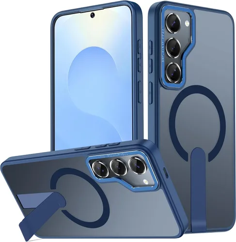 Vista 13 de Funda para Samsung Galaxy S24+ Plus [soporte integrado], compatible con carga inalámbrica MagSafe, [prueba de caídas de grado militar] Funda Azul