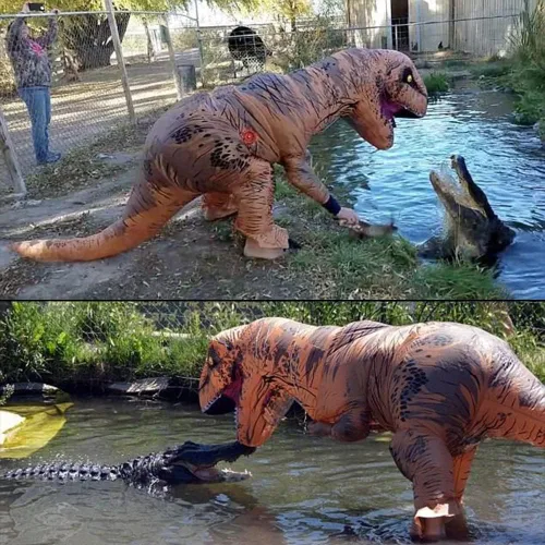 Vista 3 de RHYTHMARTS Disfraz de dinosaurio inflable Trex Disfraces de Halloween para adultos
