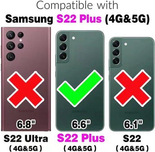 Vista 2 de Asuwish Funda de teléfono para Samsung Galaxy S22 Plus/S22+ con protector de pantalla de vidrio templado y tarjetero para tarjetas de crédito