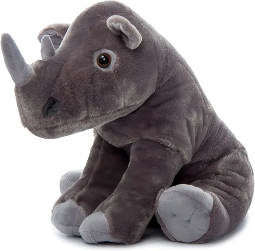 Vista 5 de The Petting Zoo Rinoceronte de peluche, regalos para niños, animales salvajes del zoológico Onez, juguete de peluche jumbo de rinoceronte del sur