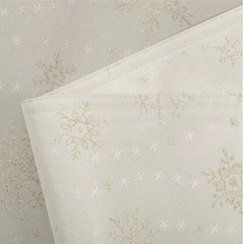 Vista 4 de HARORBAY Juego de 6 manteles individuales blancos, manteles individuales con copos de nieve dorados para comedor, cocina, fiesta, vacaciones