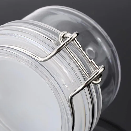 Vista 4 de 2 frascos sellados de plástico transparente de 4.1 fl oz, herméticos para almacenamiento de alimentos, tarros de boca ancha, frascos redondos