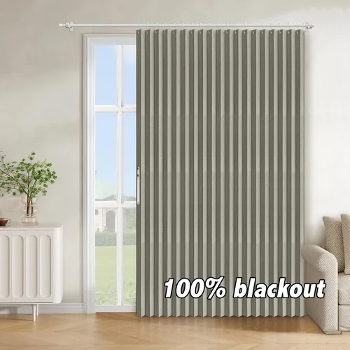 Vista 80 de AJAZZ Cortina de puerta magnética 100% opaca de acordeón para armario, cortina invisible para puerta interior de dormitorio, sala de estar, pasillo