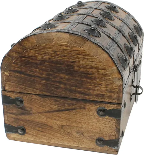 Vista 2 de Nautical Cove Cofre del tesoro para recuerdo y joyero de madera, caja del tesoro grande (8x6x6)