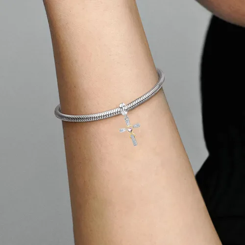 Vista 3 de Abalorio colgante religioso con dije de cruz con Dios, todas las cosas son posibles, se adapta a pulseras Pandora