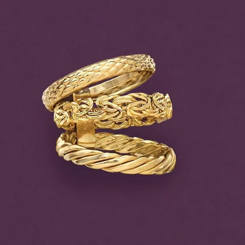Vista 4 de Ross-Simons 14kt Yellow Gold Jewelry Set 3 Stacked Rings