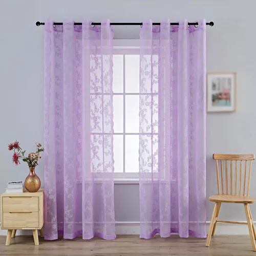 Vista 12 de Anytime Paneles de Cortinas Transparentes Arcoíris para Sala de Estar Elegantes Juegos de Tratamiento de Ventanas Translúcidas Filtrantes de Luz