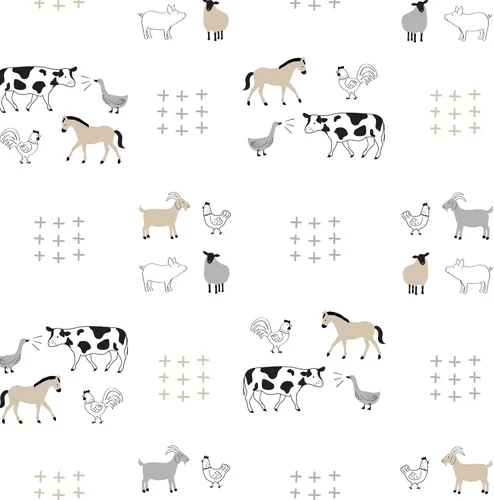 Vista 5 de Lambs & Ivy Baby Farm Animals - Sábana bajera ajustable para cuna, 100% algodón, color blanco