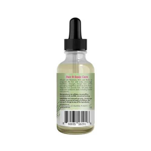 Vista 3 de Mielle Organics - Aceite ligero para el cabello de romero y menta, tratamiento para puntas abiertas y cuero cabelludo seco - Infundido con biotina