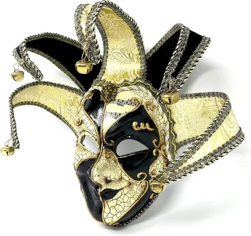 Vista 4 de Máscara veneciana para disfraz de mascarada, máscaras de bufón para baile Holloween Mardi Gras fiesta de cosplay