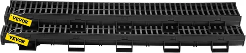 Vista 12 de VEVOR Sistema de Drenaje de Trinchera Paquete de 3, Drenaje de Canal con Rejilla de Plástico 5.7 x 3.1 pulgadas Zanja de Drenaje HDPE, Vía de Agua