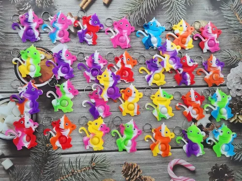 Vista 2 de Paquete de 30 unidades a granel de mono Push Rainbow Bubble Mini Pop Fidget para niños y niñas, pequeños regalos de fiesta de cumpleaños de Navidad