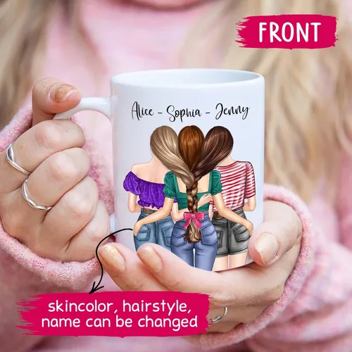 Vista 2 de Taza de café personalizada con texto en inglés "We Be Friends Untill Are Old Mug", taza de café de la amistad para los mejores amigos, taza