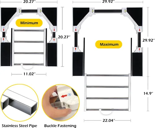 Vista 2 de Kit de apilamiento MaxWorks para lavadora y secadora, kit de apilamiento universal para lavadora y secadora con estantes extraíbles