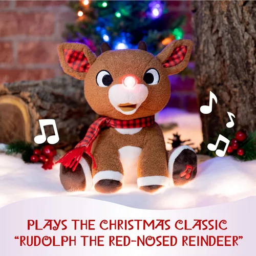 Vista 9 de Rudolph el reno de nariz roja - Muñeco de peluche con música y luces