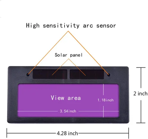 Vista 2 de Lente de filtro de máscara de soldadura de oscurecimiento automático, filtro horizontal de oscurecimiento automático, lente de gafas de máscara