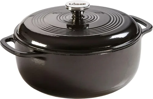 Vista 20 de Lodge - Horno holandés de hierro fundido esmaltado de 6 cuartos de galón con tapa – Asas duales – Apto para horno hasta 500° F o en estufa - Úselo