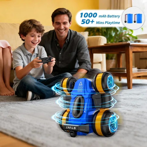 Vista 3 de Juguete de coche de acrobacias a control remoto - Drift de alta velocidad 360° voltea 4WD vehículo todoterreno giratorio para niños y niñas, regalos
