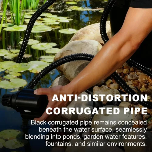 Vista 6 de Tubería de estanque de 1" × 3.05 metros en PVC flexible negra, tubo de PVC para estanque de jardín - Tubo reforzado y resistente a arrugas